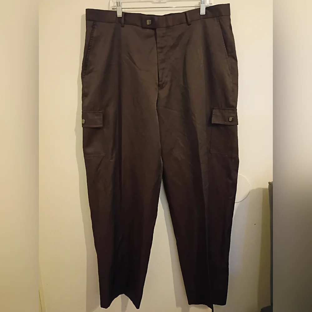 Cigar Couture Elegant Men's Chocolate Brown Suit Cargo Pants Blazer 2XL Pants 40